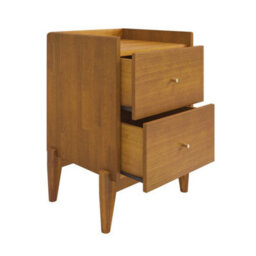 Wooden Mid Century Tall 2 Drawer Bedside Table - thumbnail 3