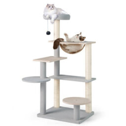 Costway Modern Cat Tree 113Cm Multi-Level Cat Tower W/jumping Platforms-Natural - thumbnail 9