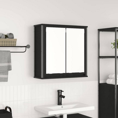 Vidaxl Bathroom Wall Cabinet With Mirror Black Oak 60X21X60 Cm - image 1