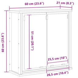 Vidaxl Bathroom Wall Cabinet With Mirror Black Oak 60X21X60 Cm - thumbnail 3