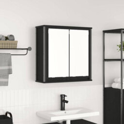 Vidaxl Bathroom Wall Cabinet With Mirror Black Oak 60X21X60 Cm