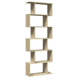 Berkfield Room Divider Bookcase 6-Tier Sonoma Oak 70X24X193 Cm Engineered Wood - thumbnail 7
