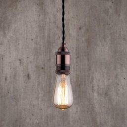 Litecraft Industrial Style Antique Copper Braided Black Cable Ceiling Pendant - thumbnail 2