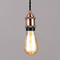 Litecraft Industrial Style Antique Copper Braided Black Cable Ceiling Pendant - thumbnail 3