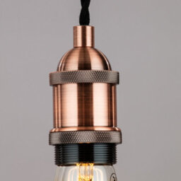 Litecraft Industrial Style Antique Copper Braided Black Cable Ceiling Pendant - thumbnail 5