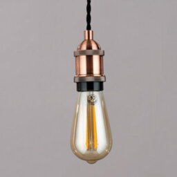 Litecraft Industrial Style Antique Copper Braided Black Cable Ceiling Pendant - thumbnail 4