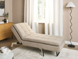 Beliani Chaise Longue Loiret Fabric Taupe - thumbnail 2