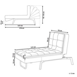 Beliani Chaise Longue Loiret Fabric Taupe - thumbnail 3