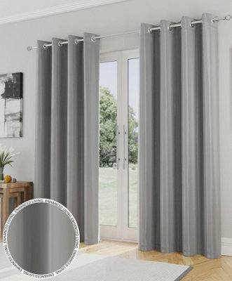 Enhanced Living Nightfall Plain Supersoft Grey Thermal Blockout Eyelet Curtains (Pair) - 90 X 90 Inch (229 X 229Cm) - image 1