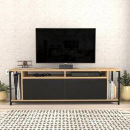 Decorotika Omar Tv Stand Tv Unit For Tvs Up To 72 Inch Oak And Black - thumbnail 1
