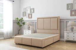 "Sloomy Lancaster Pebble Plush Divan Bed 2 Drawers Left Side-54"" Floor Standing Headboard 12"" Footboard 4'6 Double" - thumbnail 1