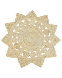 Beliani Reversible Beige Jute Round Area Rug 120 Cm Natural Boho Accent - thumbnail 3