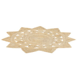 Beliani Reversible Beige Jute Round Area Rug 120 Cm Natural Boho Accent - thumbnail 1