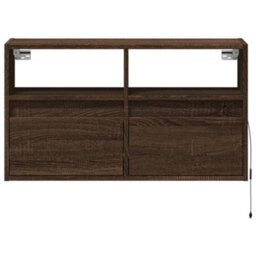 Berkfield Tv Wall Cabinet With Led Lights Brown Oak 80X31X45 Cm - thumbnail 6