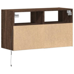 Berkfield Tv Wall Cabinet With Led Lights Brown Oak 80X31X45 Cm - thumbnail 8