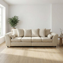 Abakus Direct Jumbo Chenille 4 Seater Sofa With Deep Seats And Angular Arms