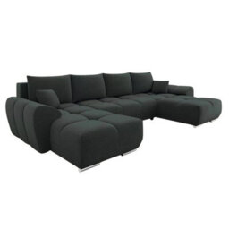 Logo U Shaped Corner Sofa Bed With Storage Reversible Graphite Velvet Upholstery Modern Design - thumbnail 2