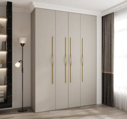 Arte Elegant Cashmere Como Ii Hinged Door Wardrobe H2460mm W1700mm D500mm, Four Doors, Sixteen Shelves, Two Hanging Rails, Gold Handles - thumbnail 2