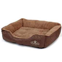 Actiaspet Brown Faux Leather Dog Bed Medium - thumbnail 3