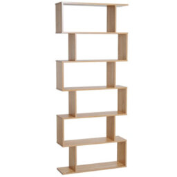 Homcom 6-Tier Wooden Modern S-Shaped Shelf Storage Unit Home Office Oak Colour - thumbnail 2