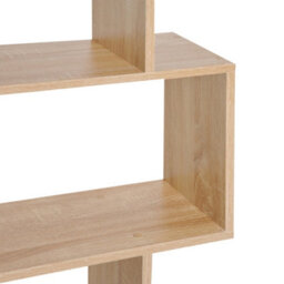Homcom 6-Tier Wooden Modern S-Shaped Shelf Storage Unit Home Office Oak Colour - thumbnail 9