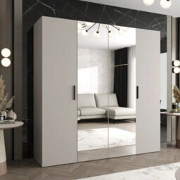 Arte Bari Ii Hinged Door Wardrobe 200Cm In Cashmere - Tranquil, Mirrored Storage For Refined Living - thumbnail 1