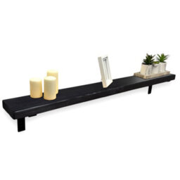 Mkgt Radiator Shelf Wall Mounted Solid Wood, Narrow Radiator Cover 15Cm Deep Rustic Handmade In Uk (Black, 80Cm)