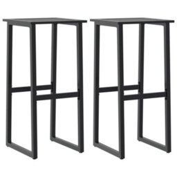 Walplus Bar Stools 2 Pcs Black 38X38X80 Cm Powder-Coated Steel - thumbnail 2