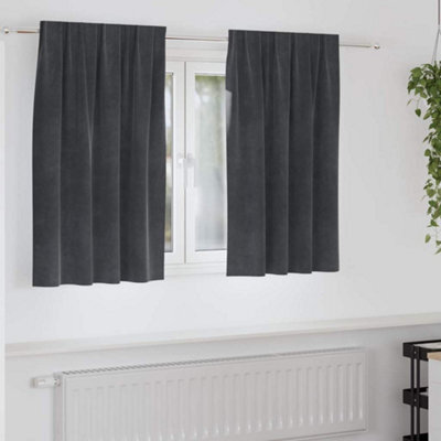 Berkfield Blackout Curtains With Top Tape 2 Pcs Light Grey Velvet - image 1