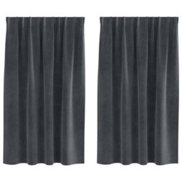 Berkfield Blackout Curtains With Top Tape 2 Pcs Light Grey Velvet - thumbnail 2