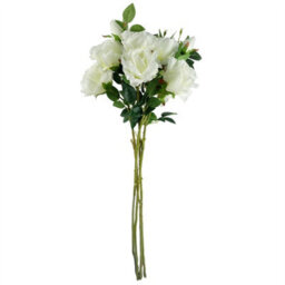 Leaf Pack Of 6 X 80Cm Artificial White Rose Stem - 18 Flowers - thumbnail 2