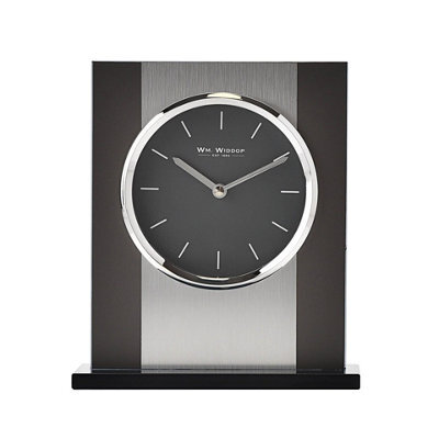 WILLIAM WIDDOP Wm. Widdop Glass And Brushed Aluminium Mantel Clock - Grey
