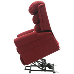 Loops Comfortable Dual Motor Rise And Recline Armchair With Waterfall Pillow In Red Chenille Fabric - thumbnail 6