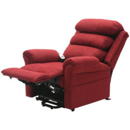 Loops Comfortable Dual Motor Rise And Recline Armchair With Waterfall Pillow In Red Chenille Fabric - thumbnail 4