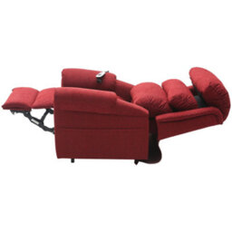 Loops Comfortable Dual Motor Rise And Recline Armchair With Waterfall Pillow In Red Chenille Fabric - thumbnail 5