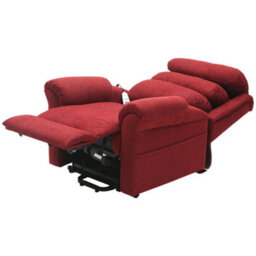 Loops Comfortable Dual Motor Rise And Recline Armchair With Waterfall Pillow In Red Chenille Fabric - thumbnail 2