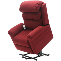 Loops Comfortable Dual Motor Rise And Recline Armchair With Waterfall Pillow In Red Chenille Fabric - thumbnail 3