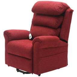 Loops Comfortable Dual Motor Rise And Recline Armchair With Waterfall Pillow In Red Chenille Fabric