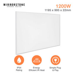 Mirrorstone Heating Mirrorstone Classic White Panel Fir Coated Aluminium 1200W Infrared Heating Panel - thumbnail 1