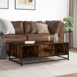 Berkfield Coffee Table Smoked Oak 100X57X35 Cm Engineered Wood And Metal - thumbnail 3