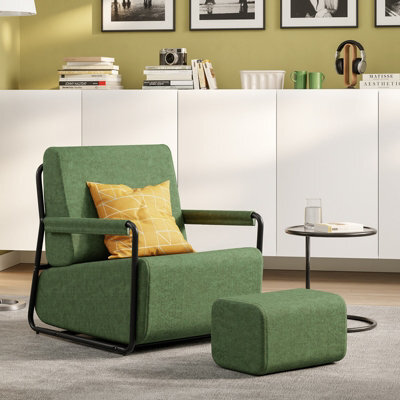 Sobuy Armchair With Footstool 29.1X26.3X30.7 Inch Load Capacity 143 Kg Fst99-Sy - Dark Green - image 1