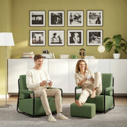 Sobuy Armchair With Footstool 29.1X26.3X30.7 Inch Load Capacity 143 Kg Fst99-Sy - Dark Green - thumbnail 7
