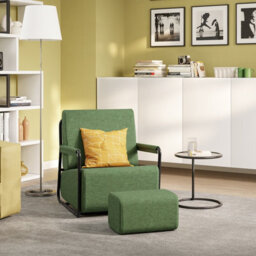 Sobuy Armchair With Footstool 29.1X26.3X30.7 Inch Load Capacity 143 Kg Fst99-Sy - Dark Green - thumbnail 5