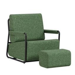Sobuy Armchair With Footstool 29.1X26.3X30.7 Inch Load Capacity 143 Kg Fst99-Sy - Dark Green - thumbnail 3
