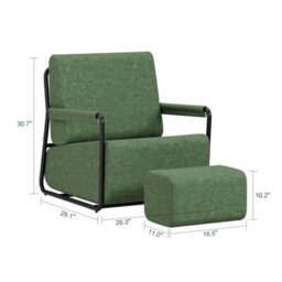 Sobuy Armchair With Footstool 29.1X26.3X30.7 Inch Load Capacity 143 Kg Fst99-Sy - Dark Green - thumbnail 2