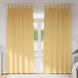 Berkfield Curtains With Curtains 2 Pcs Beige 260 X 140 Cm Polyester - thumbnail 1