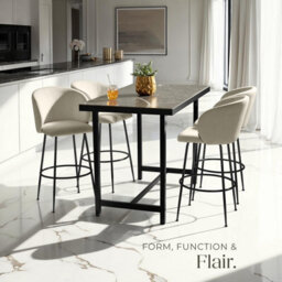 Tectake Bar Stool Luana - With Backrest, Velvet Look And Padded - Cream/black, Set Of 2 - thumbnail 7