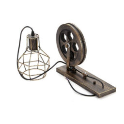 " Industrial Wall Light Loft Pulley Wheel Lamp Retro Wall Sconce Fixture E27 Wire Cage Brushed Copper With Bulb" - thumbnail 8