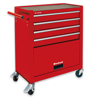 Einhell Workshop Trolley With Brake Castor Wheels Red Metal Design Up To 75Kg Load Tc-Tw 100 - image 1