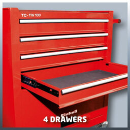 Einhell Workshop Trolley With Brake Castor Wheels Red Metal Design Up To 75Kg Load Tc-Tw 100 - thumbnail 4